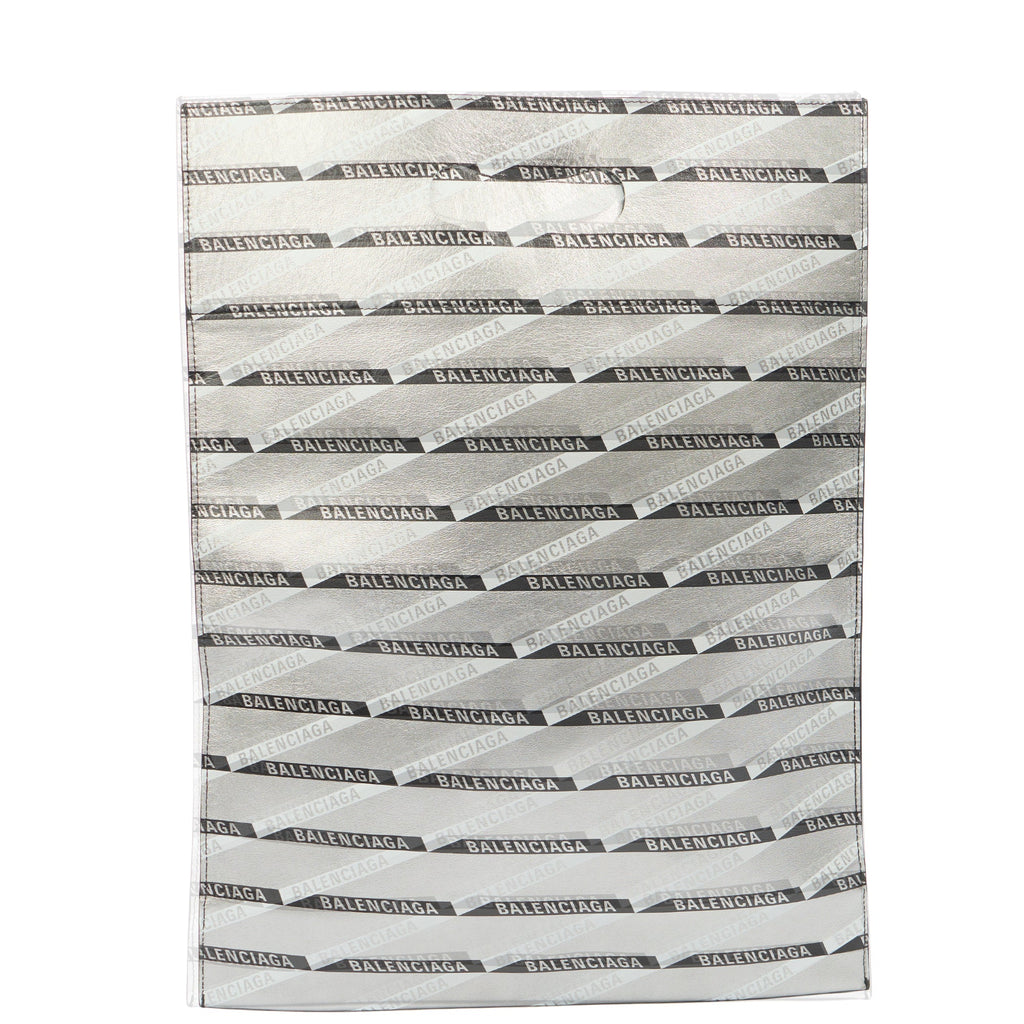 Balenciaga Clutch Supermarket Shopper in Metallic, Leather — Front View