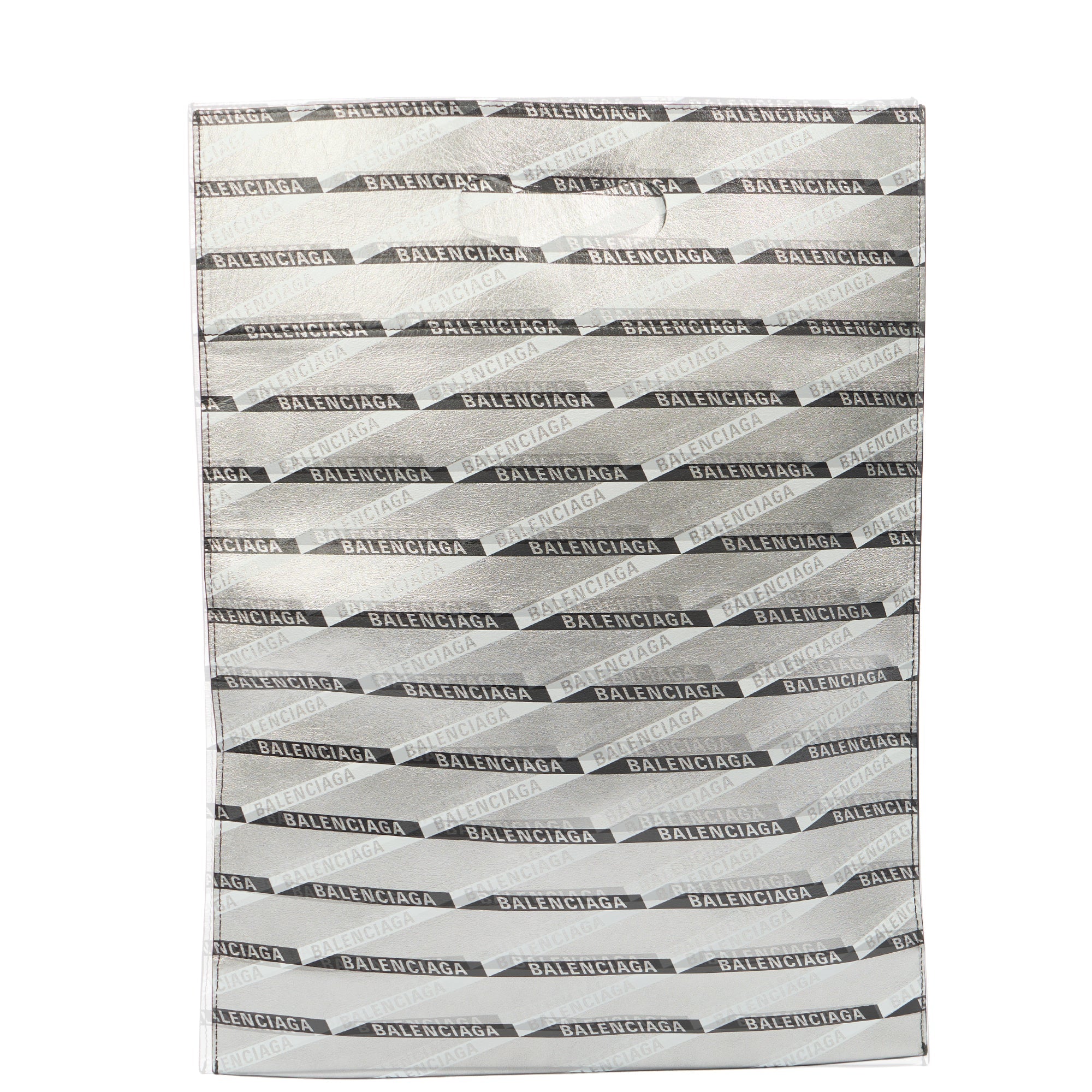 Balenciaga Clutch Supermarket Shopper in Metallic, Leather — Front View