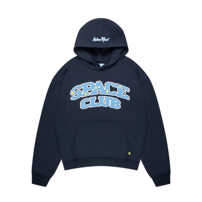Broken Planet Hoodie 'Space Club' - Outer Space Blue — XXS — Front View