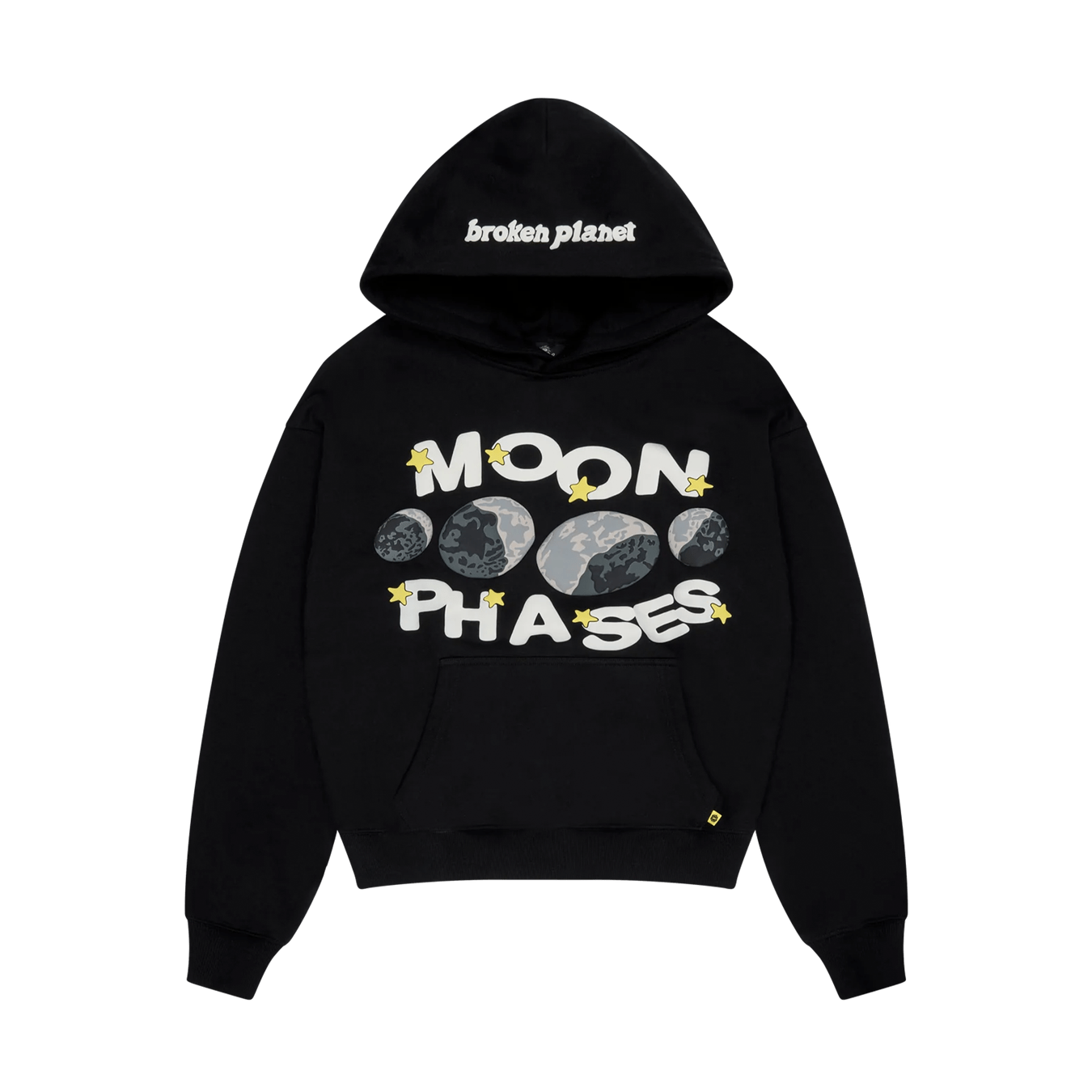 Broken Planet Hoodie 'Moon Phases' - Midnight Black — XXS — Front View