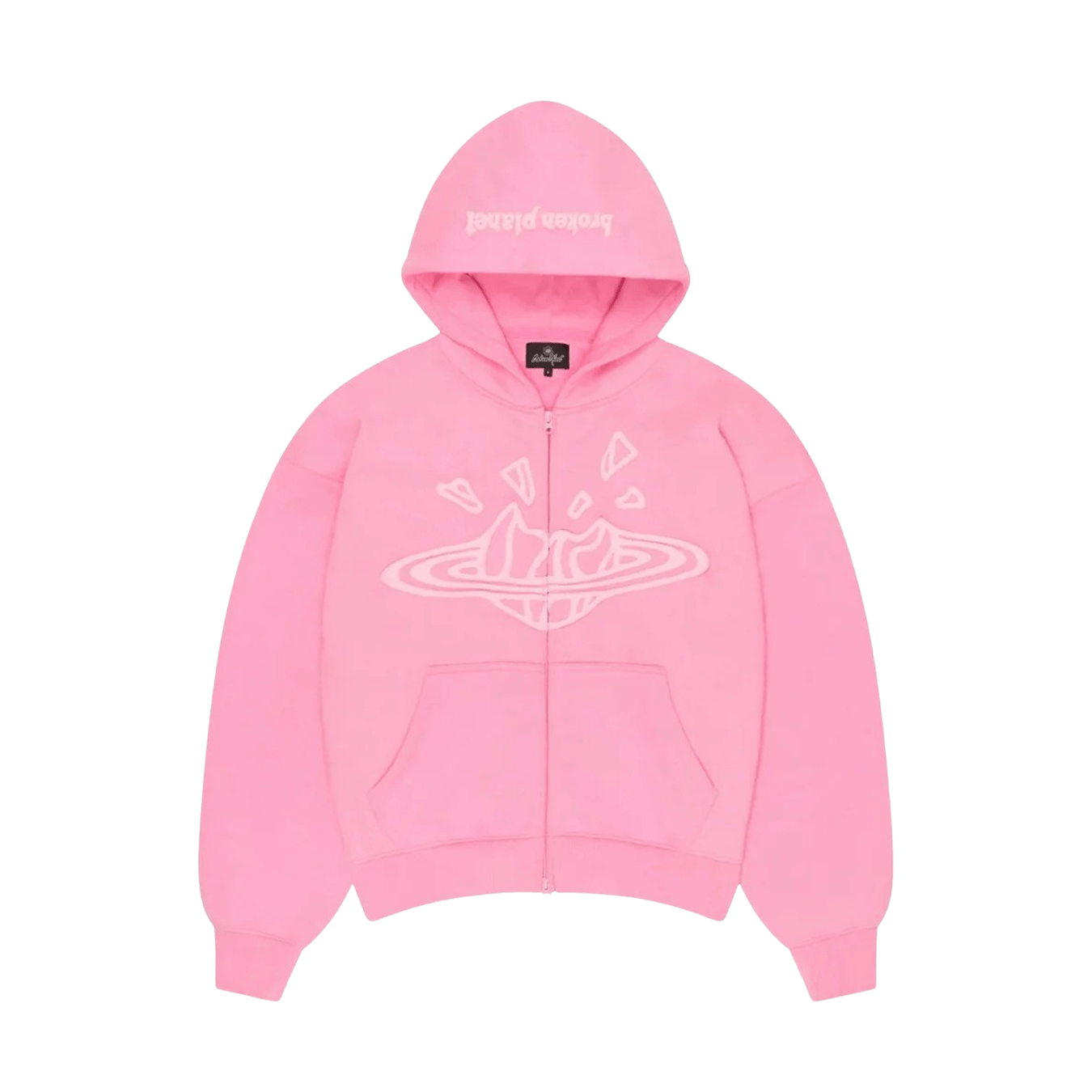 Broken Planet Zip Up Hoodie 'Candy Pink' — XXS — Front View