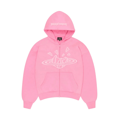 Broken Planet Zip Up Hoodie 'Candy Pink' — XXS — Front View