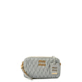 Miu Miu Cross Body Matelasse Crossbody in Blue, Leather — Front View