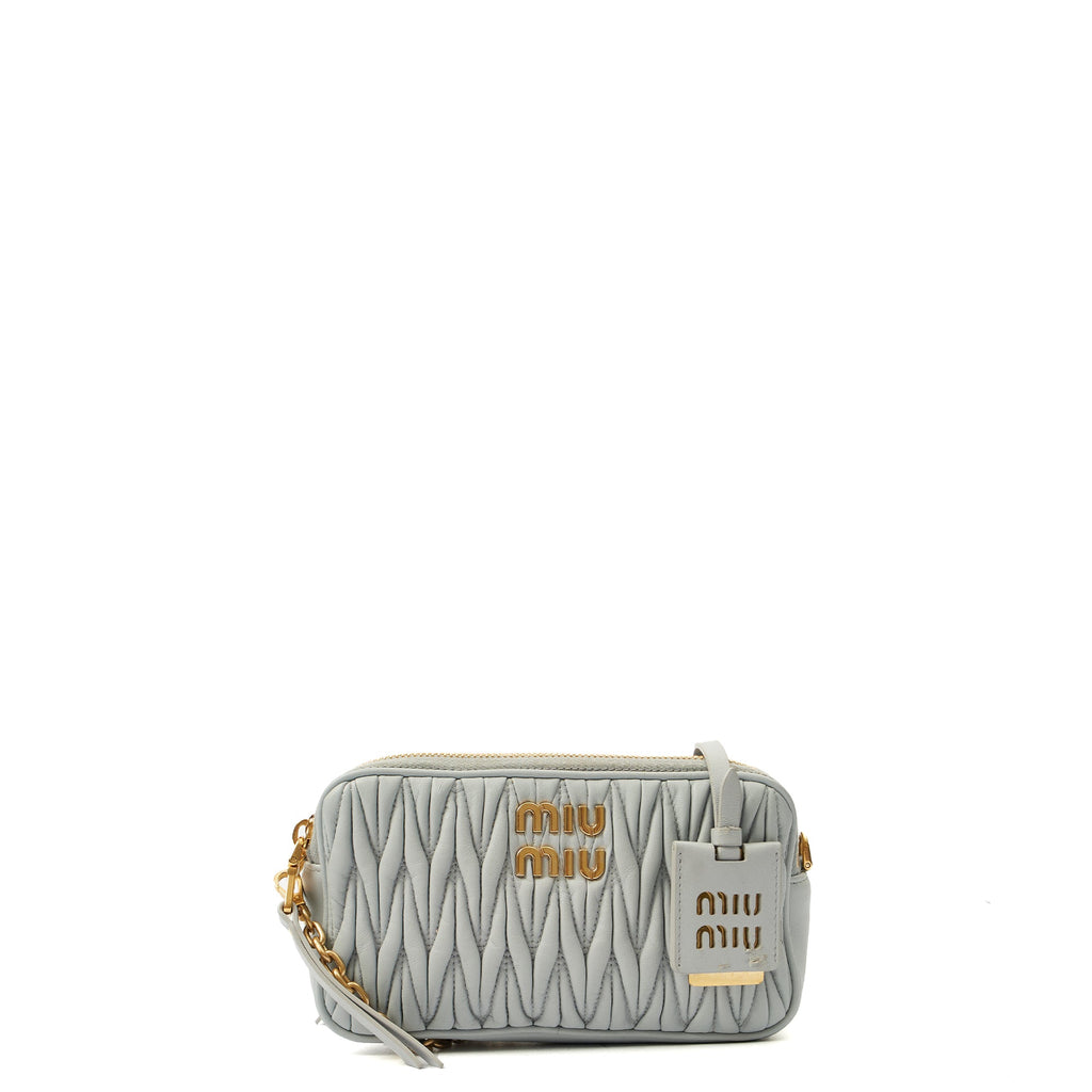 Miu Miu Cross Body Matelasse Crossbody in Blue, Leather — Alternate View 9