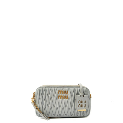 Miu Miu Cross Body Matelasse Crossbody in Blue, Leather — Alternate View 9
