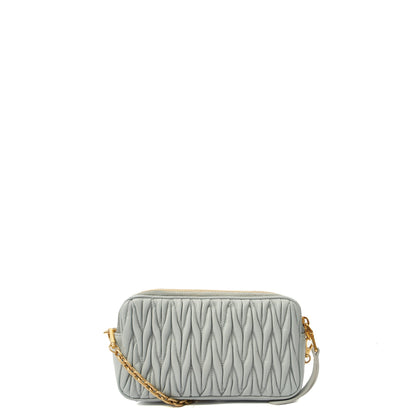 Miu Miu Cross Body Matelasse Crossbody in Blue, Leather — Back View