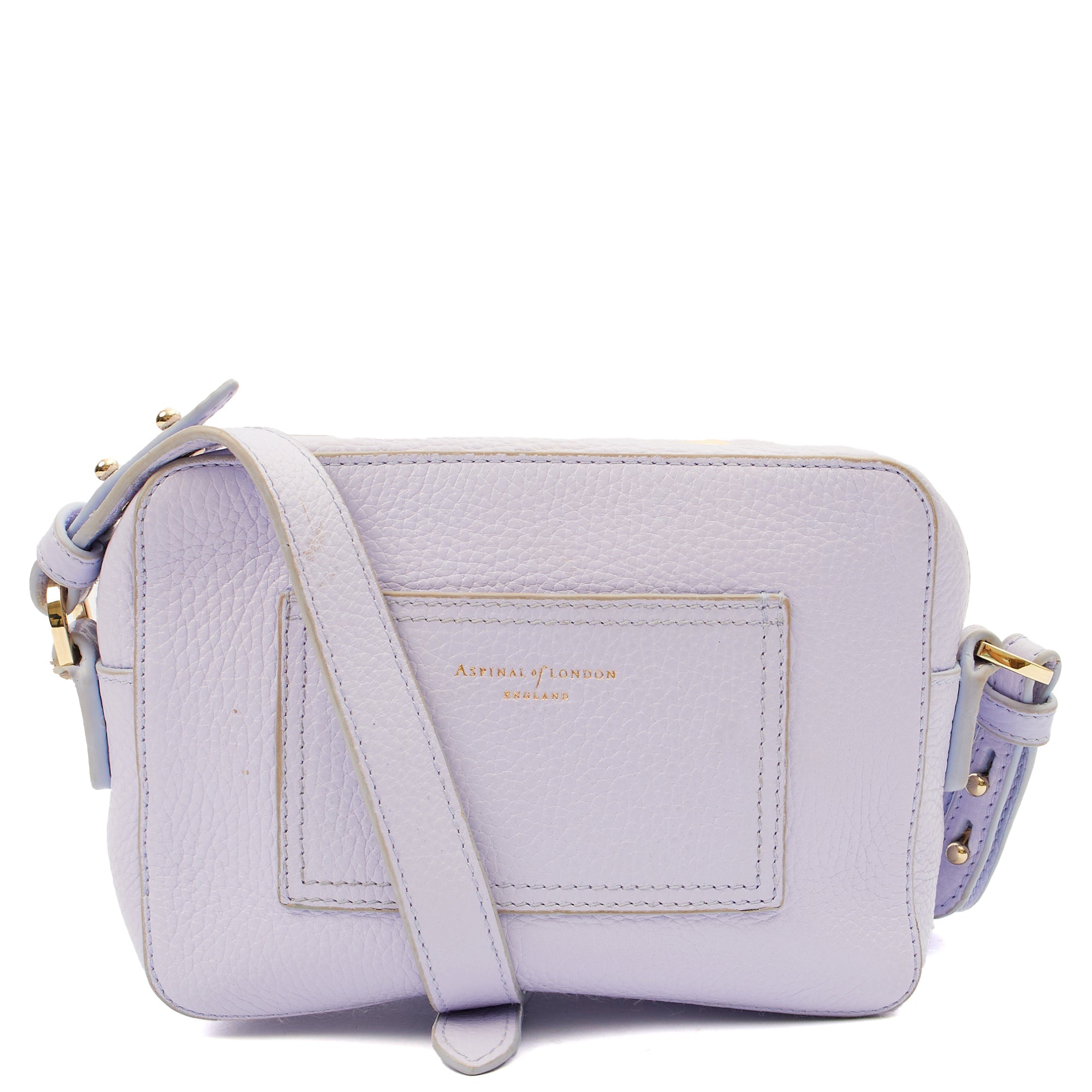 Aspinal of London Cross Body Camera Crossbody in Purple, Leather — Back View