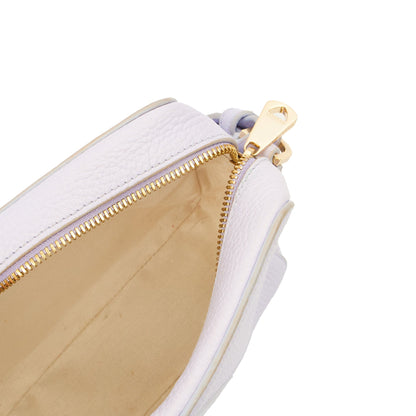 Aspinal of London Cross Body Camera Crossbody in Purple, Leather — Detail View
