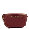 Chanel Cross Body Belt Bag in Red, Caviar Leather — Front View