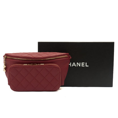Chanel Cross Body Belt Bag in Red, Caviar Leather — Alternate View 12