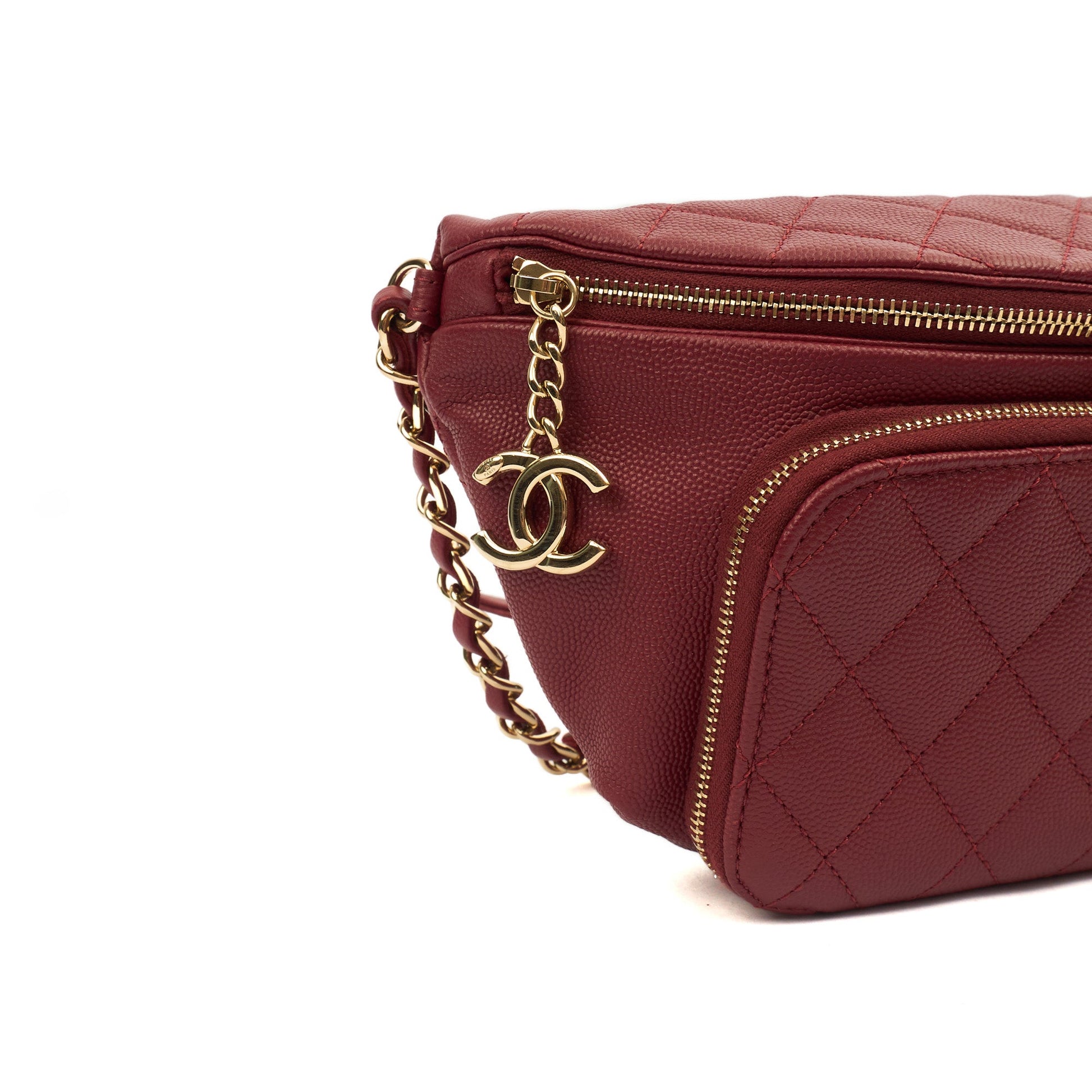 Chanel Cross Body Belt Bag in Red, Caviar Leather — Alternate View 8