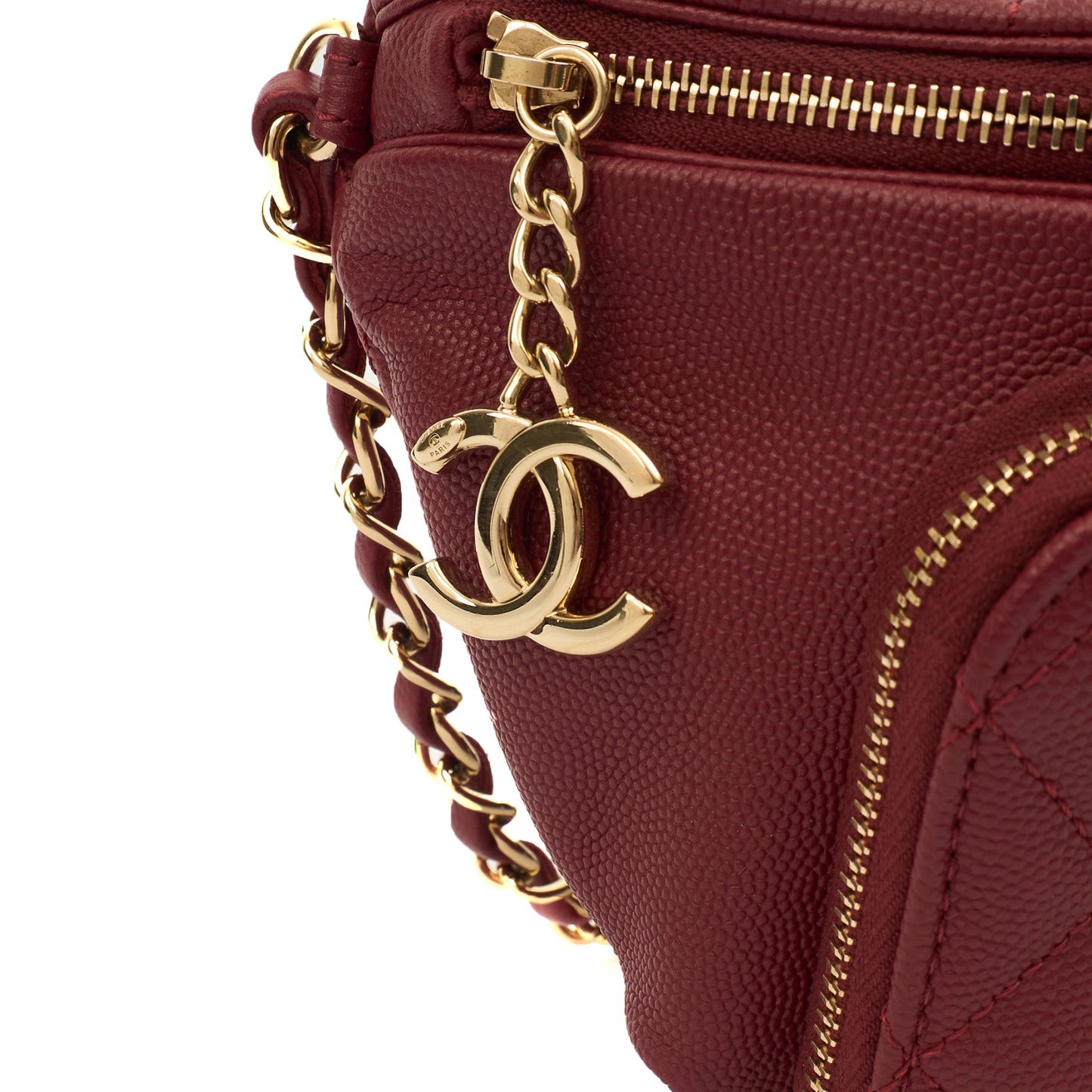 Chanel Cross Body Belt Bag in Red, Caviar Leather — Alternate View 7