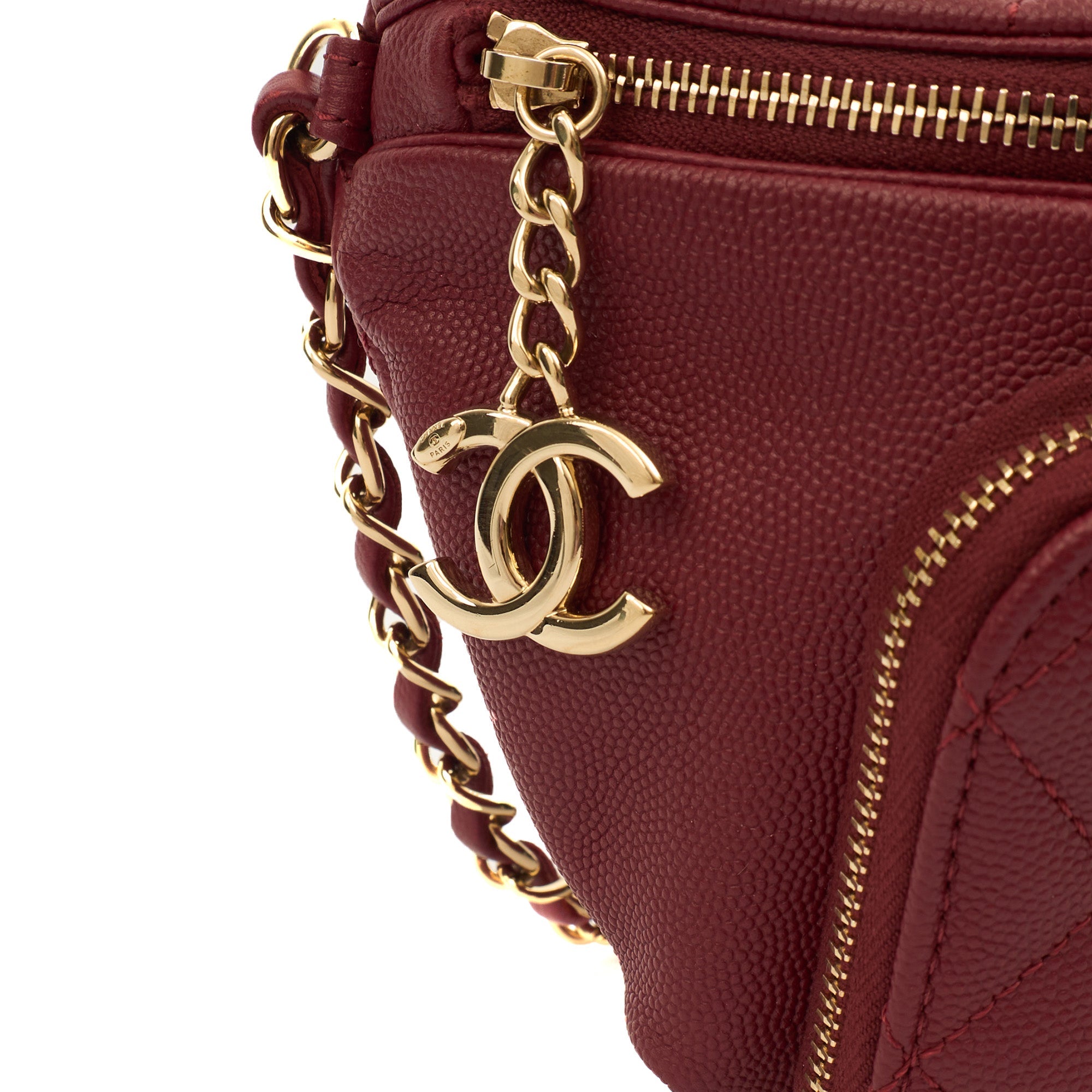 Chanel Cross Body Belt Bag in Red, Caviar Leather — Alternate View 27