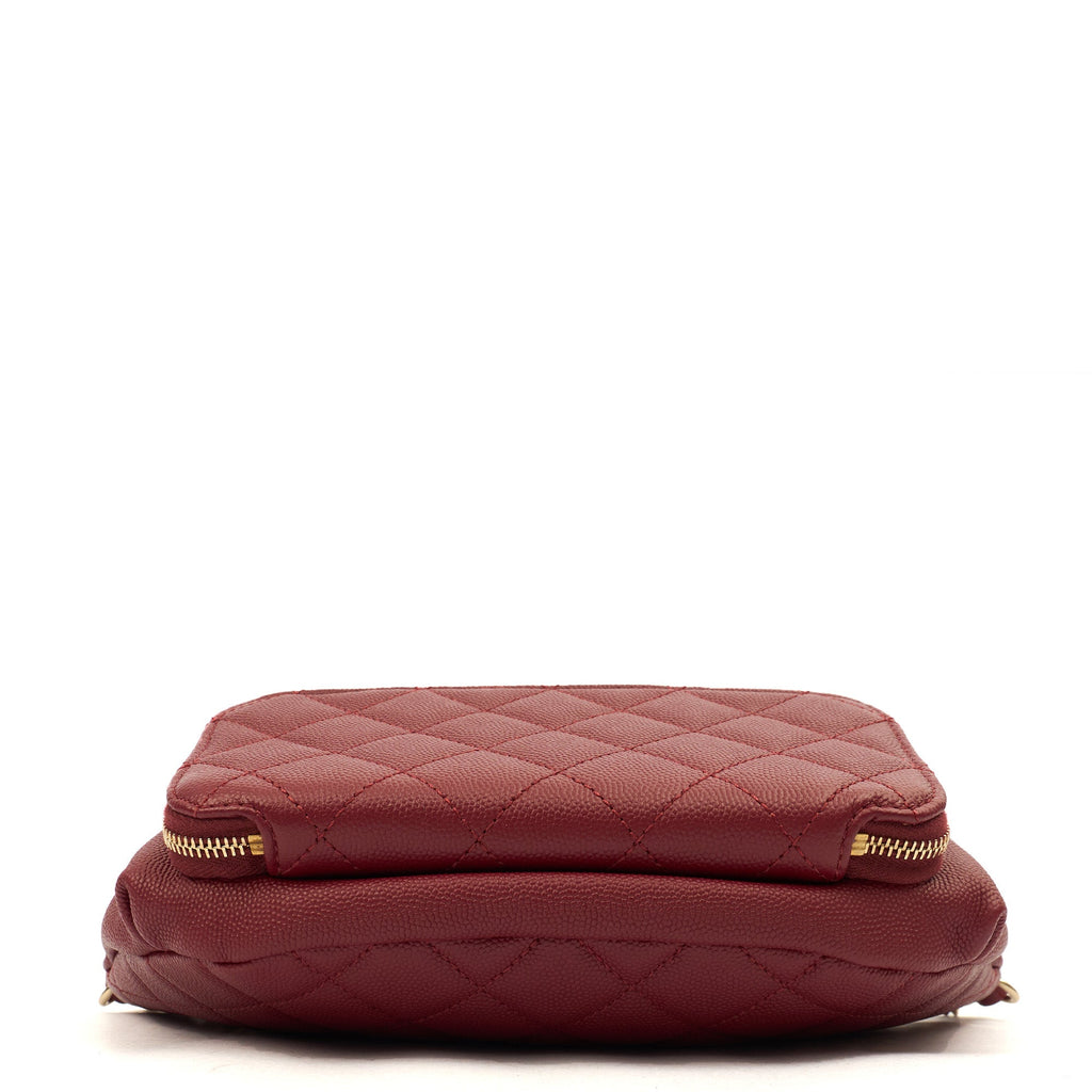 Chanel Cross Body Belt Bag in Red, Caviar Leather — Detail View