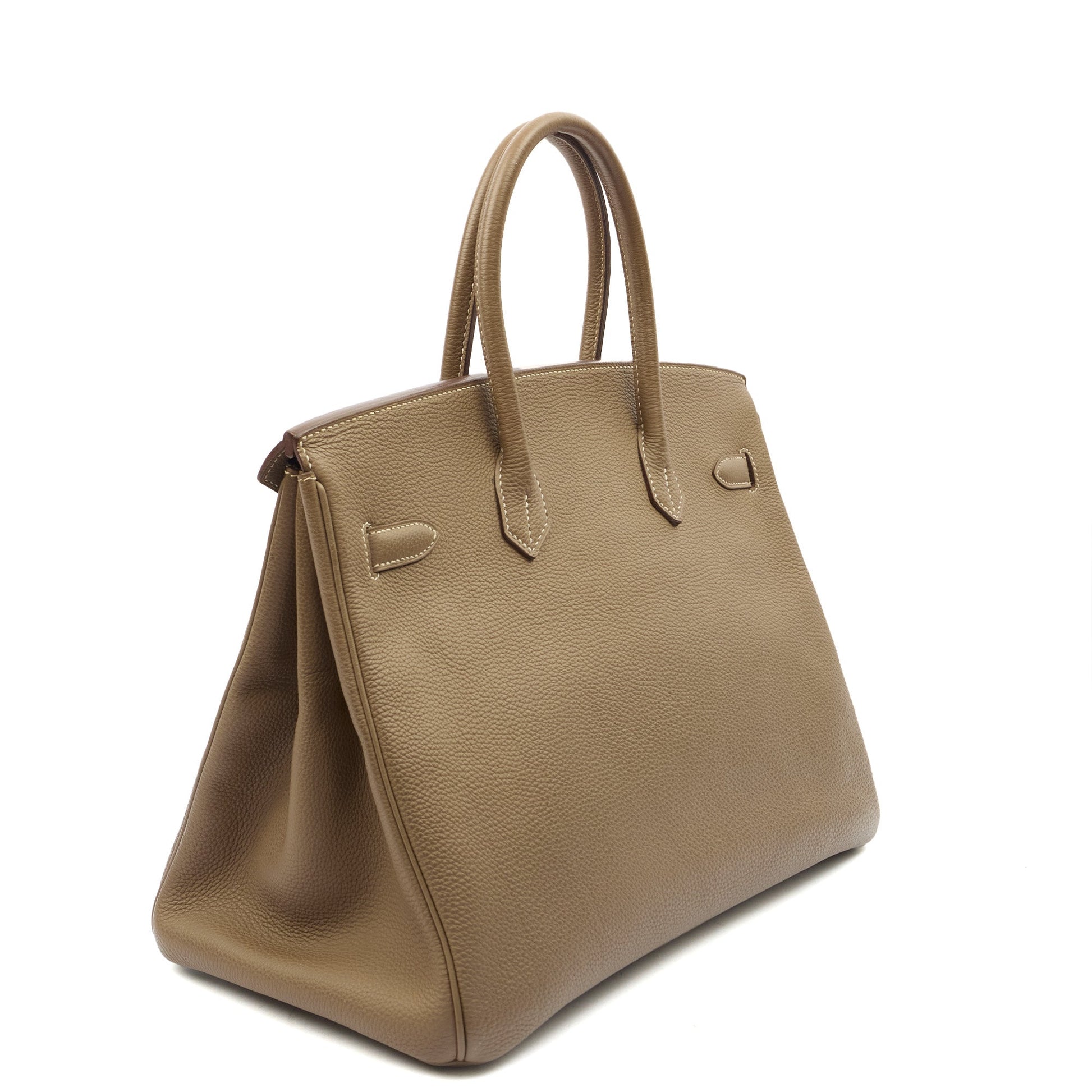Hermes Tote Birkin 35 in Etoupe, Togo Leather — Side View