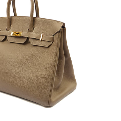 Hermes Tote Birkin 35 in Etoupe, Togo Leather — Alternate View 29