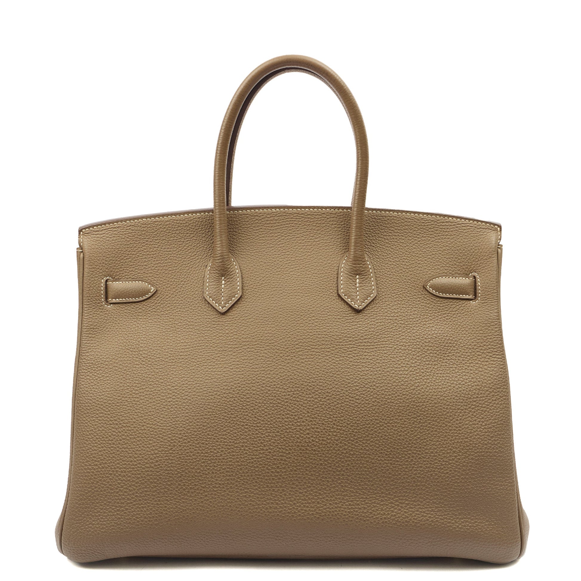 Hermes Tote Birkin 35 in Etoupe, Togo Leather — Back View