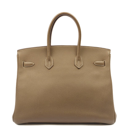 Hermes Tote Birkin 35 in Etoupe, Togo Leather — Back View