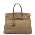 Hermes Tote Birkin 35 in Etoupe, Togo Leather — Front View