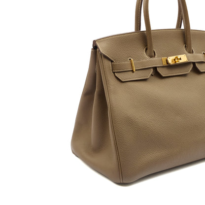 Hermes Tote Birkin 35 in Etoupe, Togo Leather — Alternate View 19