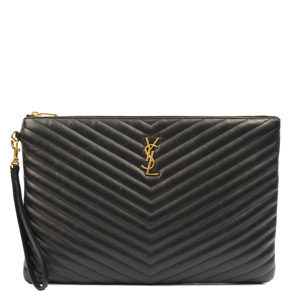 Saint Laurent Clutch Cassandra Clutch in Black, Leather — Alternate View 7