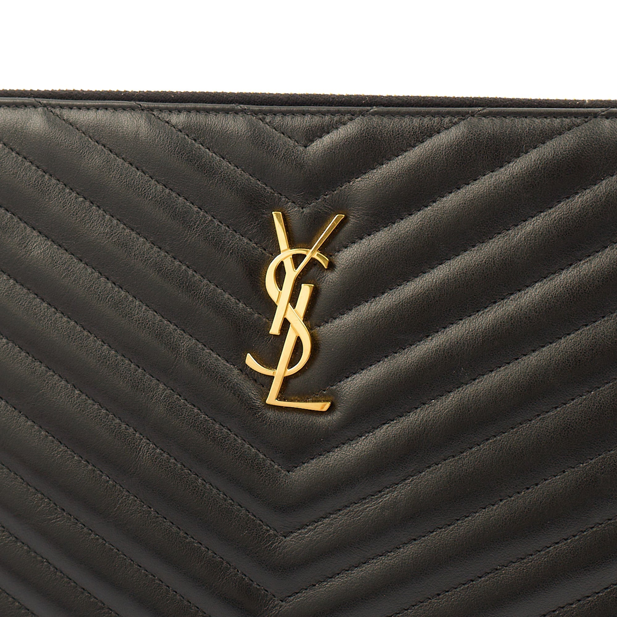 Saint Laurent Clutch Cassandra Clutch in Black, Leather — Lifestyle View