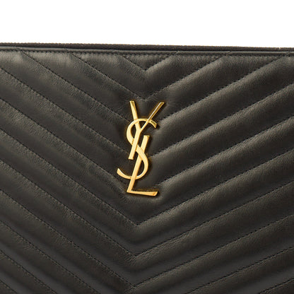 Saint Laurent Clutch Cassandra Clutch in Black, Leather — Lifestyle View