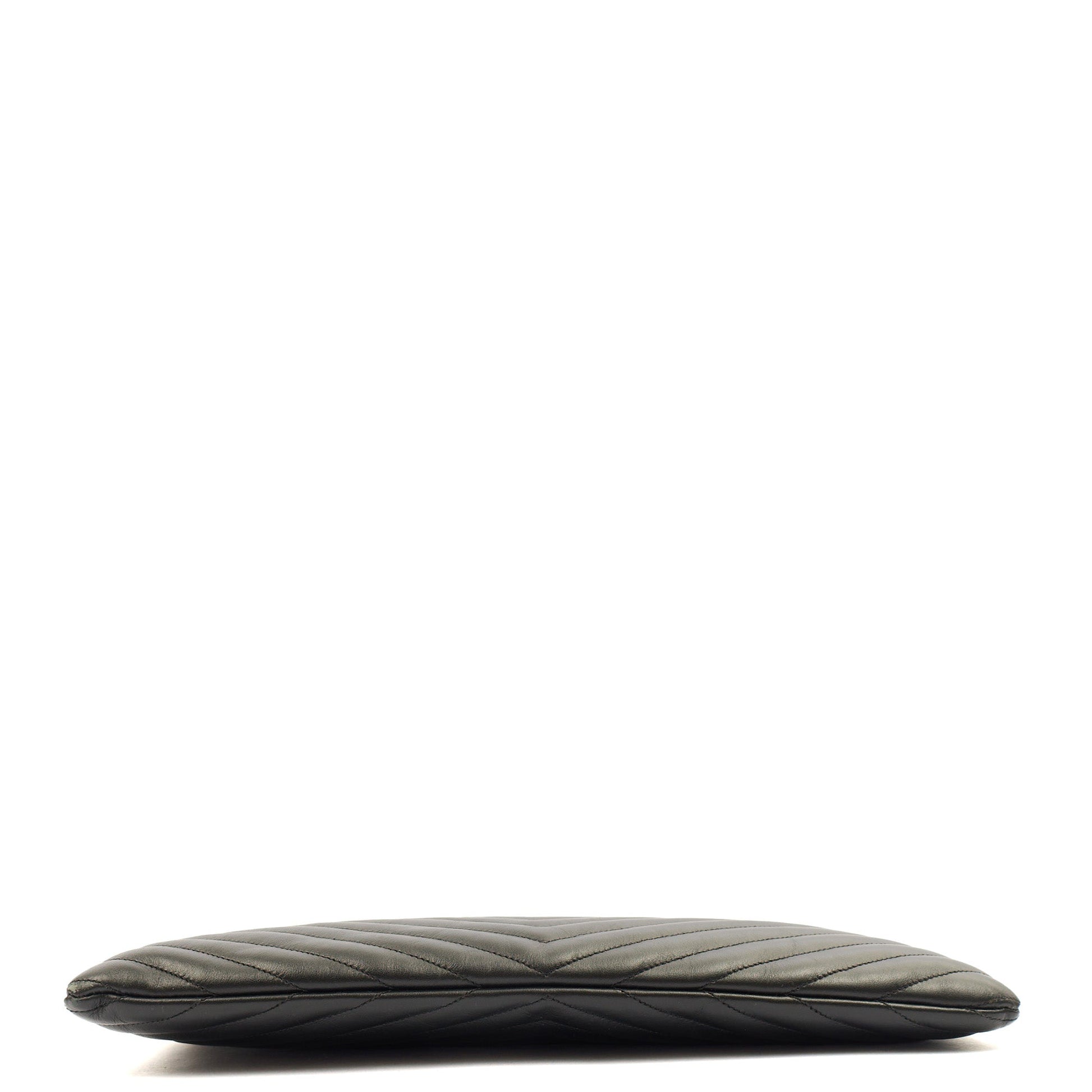 Saint Laurent Clutch Cassandra Clutch in Black, Leather — Top View