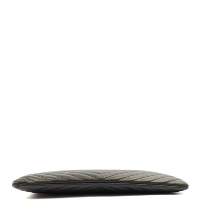 Saint Laurent Clutch Cassandra Clutch in Black, Leather — Top View