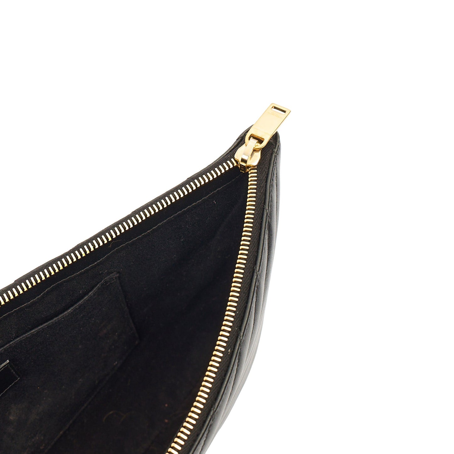 Saint Laurent Clutch Cassandra Clutch in Black, Leather — Detail View