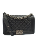 Chanel Shoulder Bag Boy - Medium in Black, Lambskin Leather — Front View