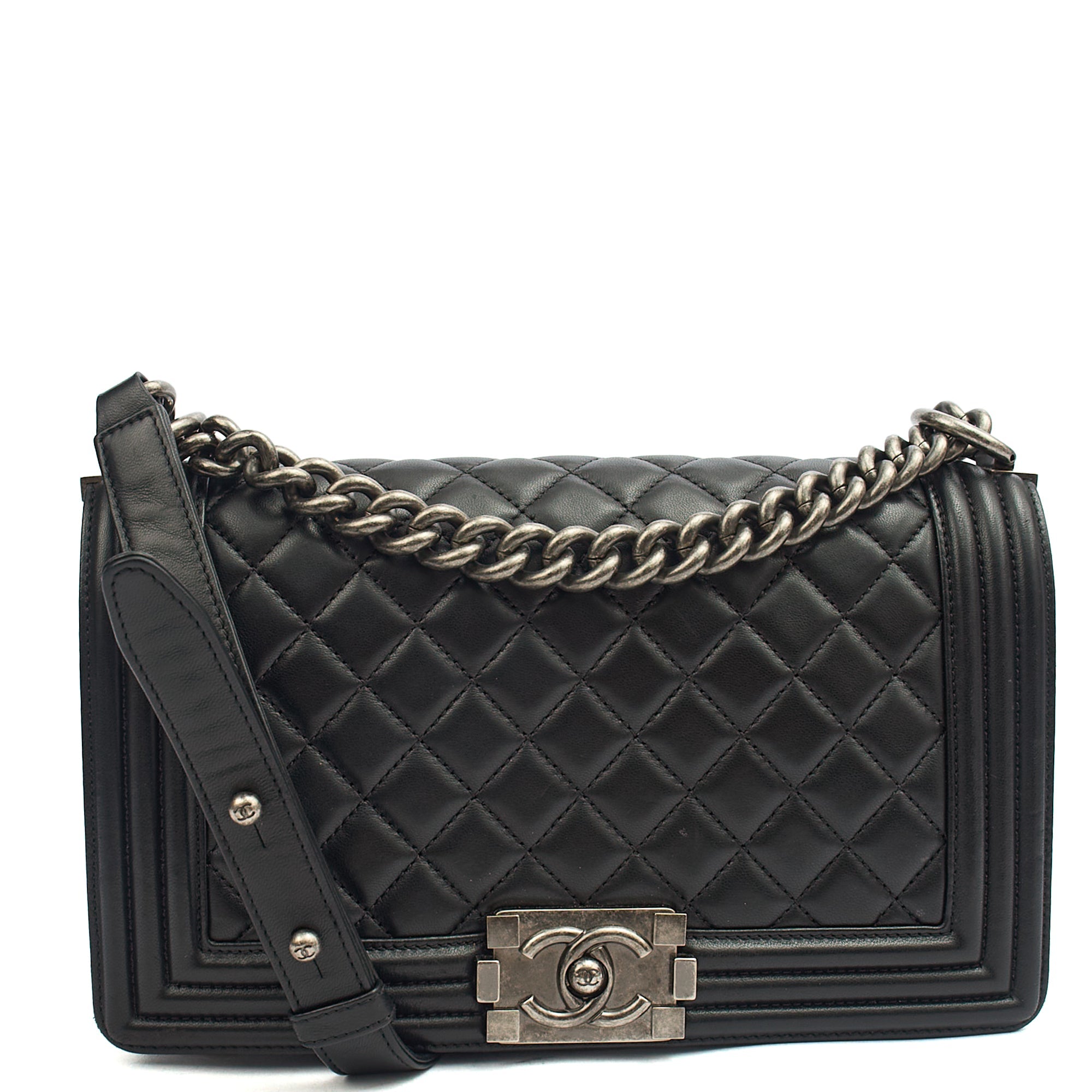 Chanel Shoulder Bag Boy - Medium in Black, Lambskin Leather — Alternate View 12