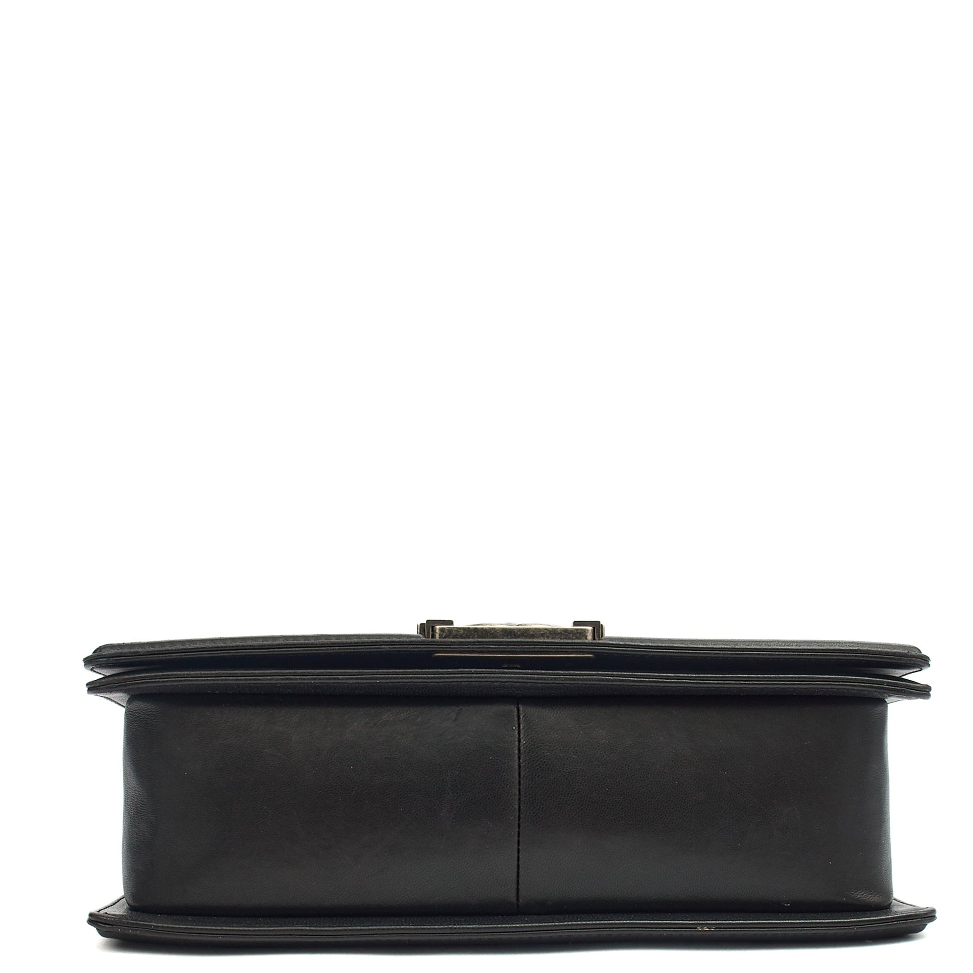 Chanel Shoulder Bag Boy - Medium in Black, Lambskin Leather — Top View