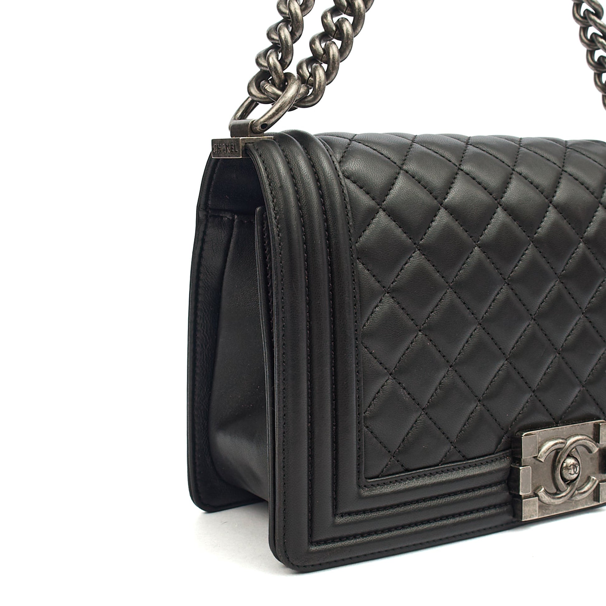 Chanel Shoulder Bag Boy - Medium in Black, Lambskin Leather — Alternate View 18