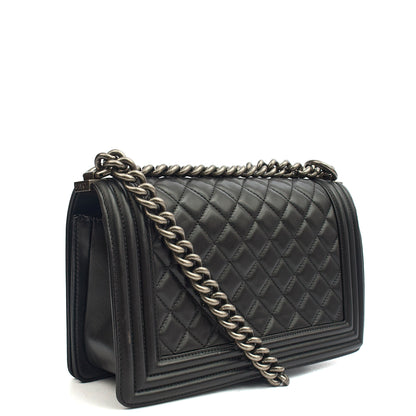 Chanel Shoulder Bag Boy - Medium in Black, Lambskin Leather — Alternate View 13
