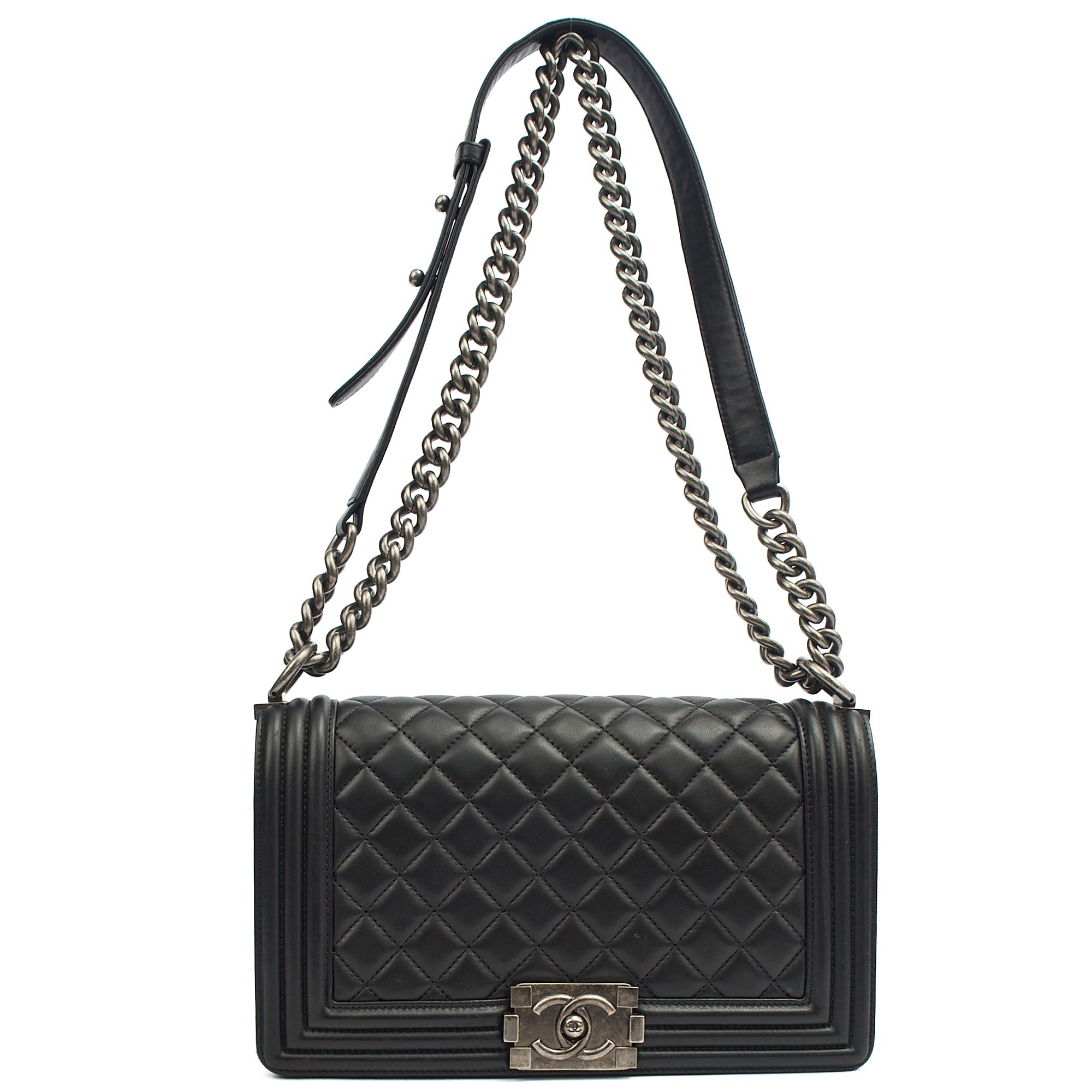 Chanel Shoulder Bag Boy - Medium in Black, Lambskin Leather — Alternate View 16