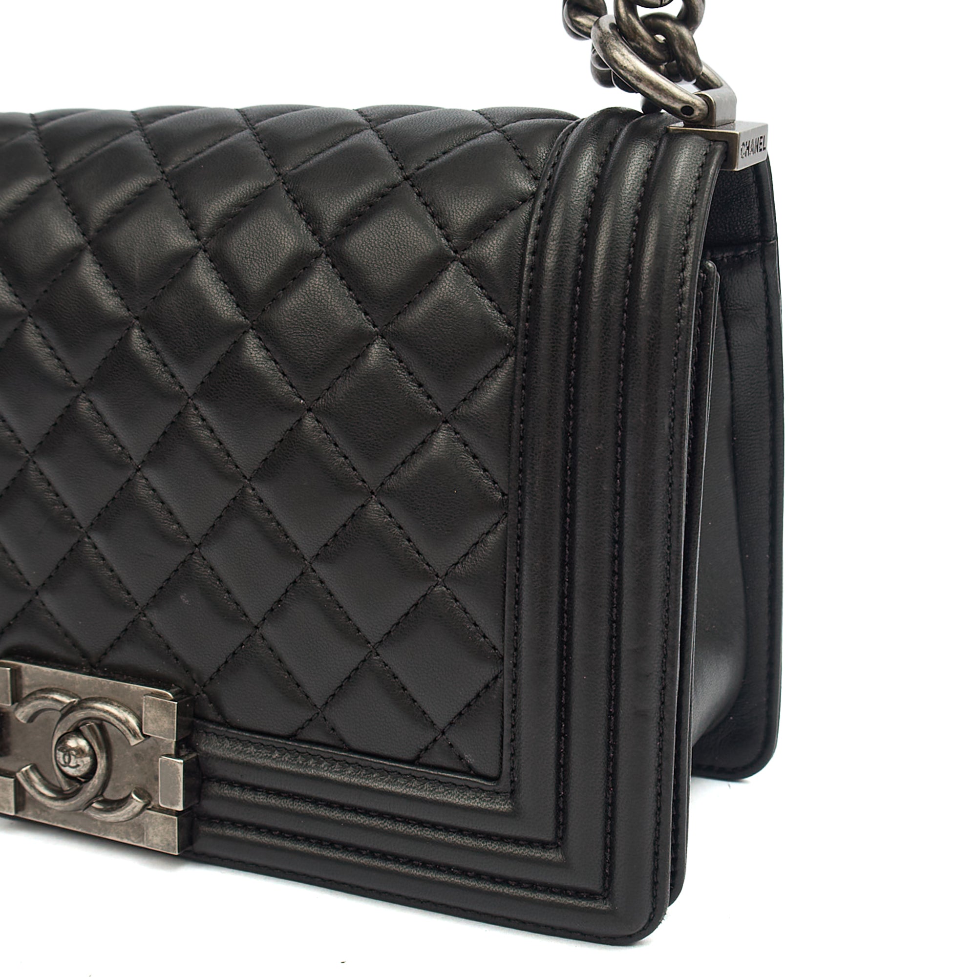 Chanel Shoulder Bag Boy - Medium in Black, Lambskin Leather — Alternate View 21