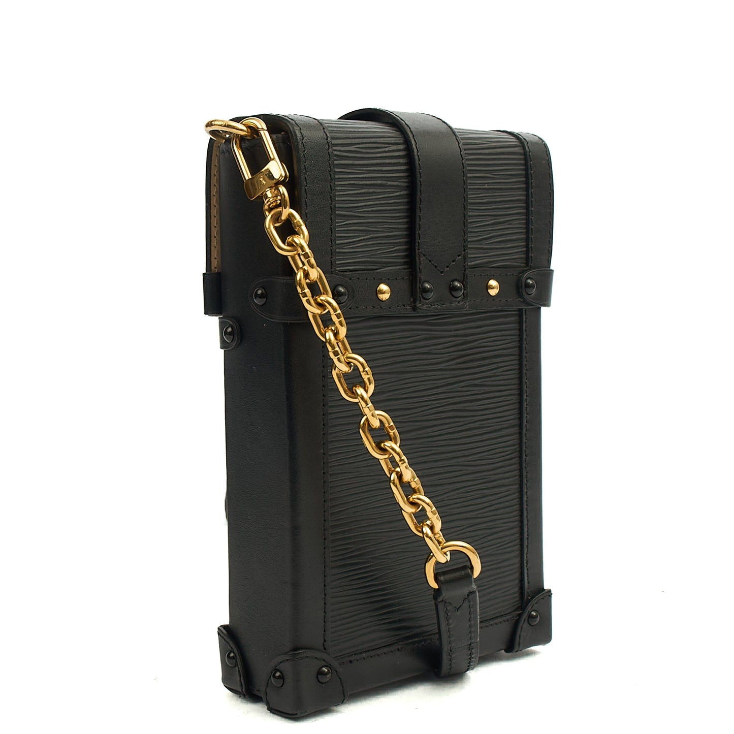 Louis Vuitton Cross Body Pochette Trunk Verticale  in Black, Epi Leather — Side View