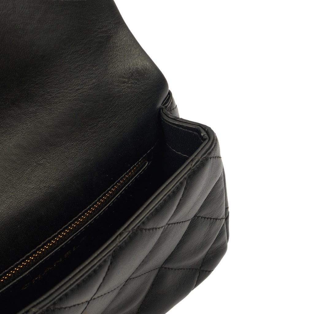 Chanel Top Handle Flap Bag with Top Handle - Small in Black, Lambskin Leather — Alternate View 10