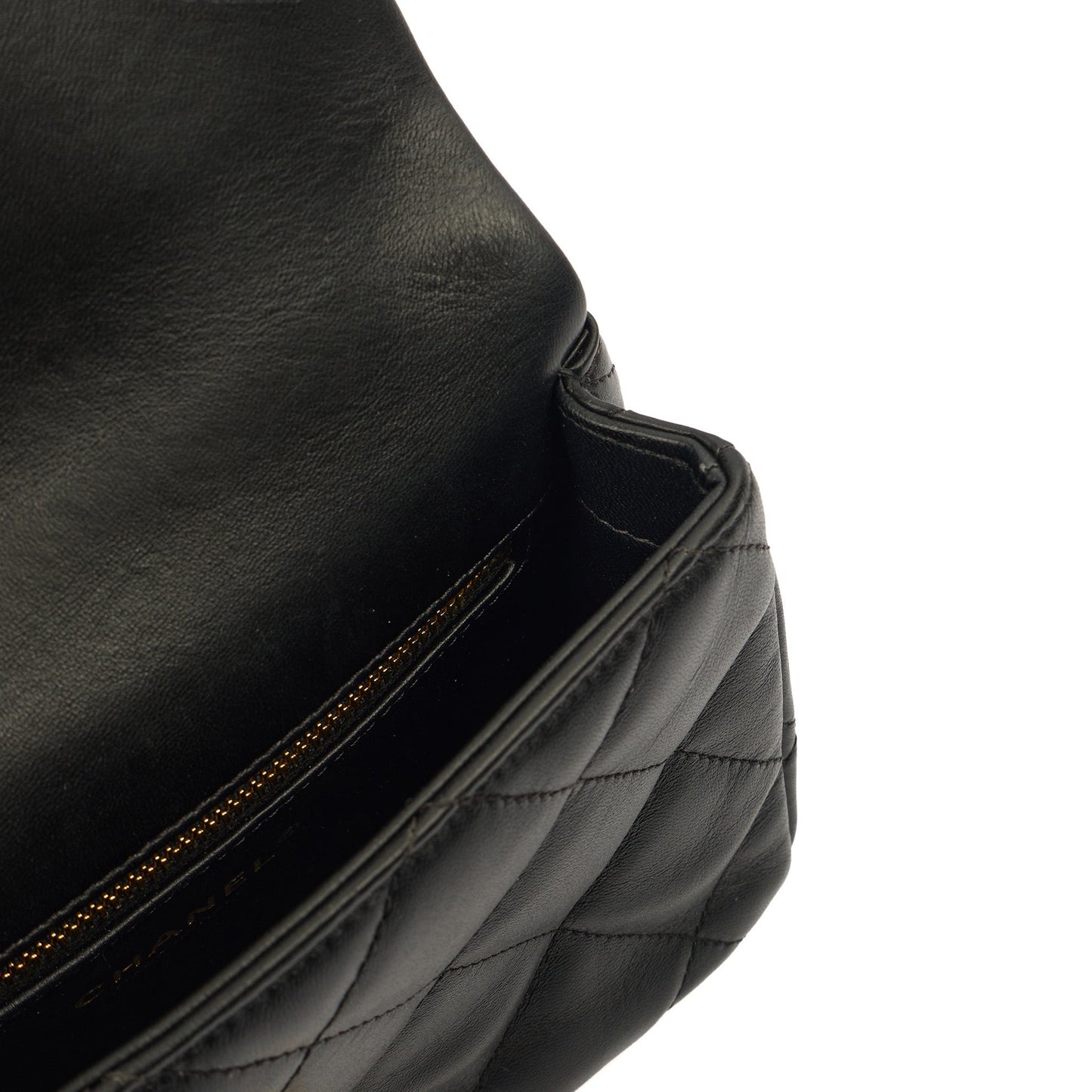 Chanel Top Handle Flap Bag with Top Handle - Small in Black, Lambskin Leather — Alternate View 10