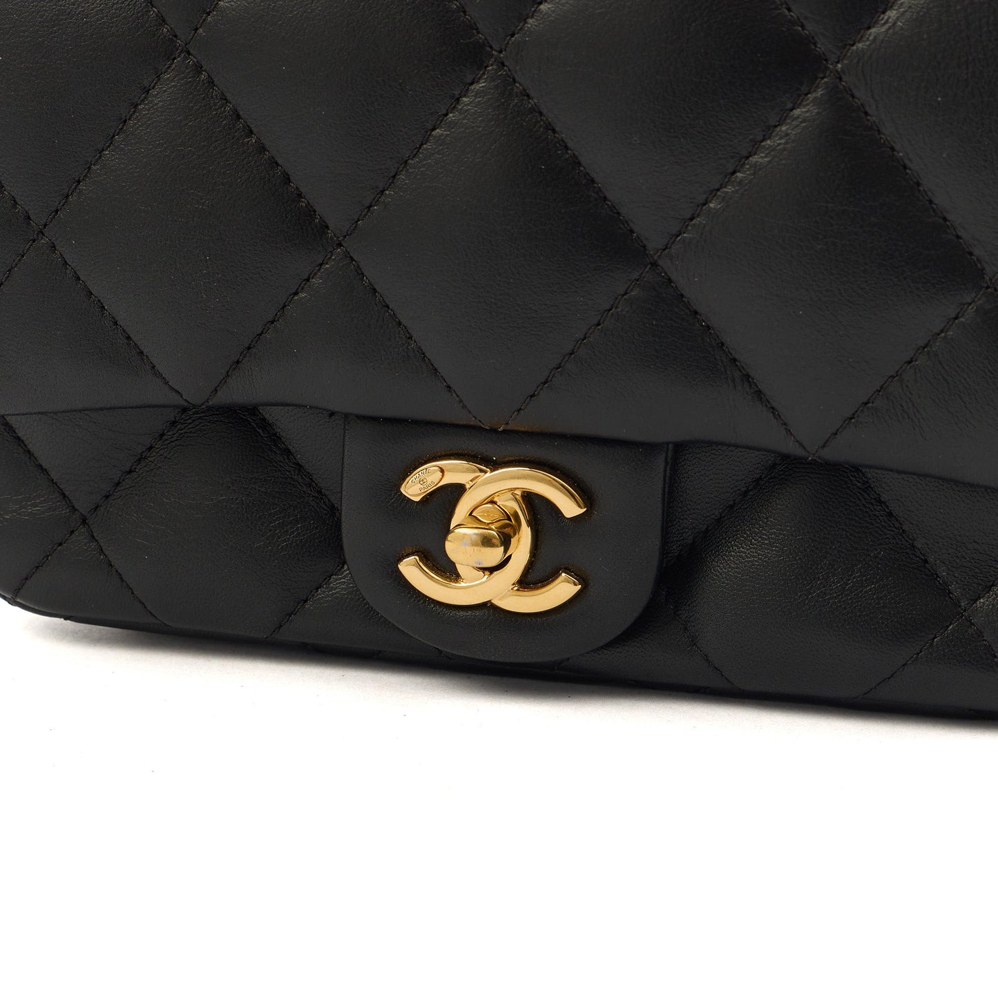 Chanel Top Handle Flap Bag with Top Handle - Small in Black, Lambskin Leather — Back View