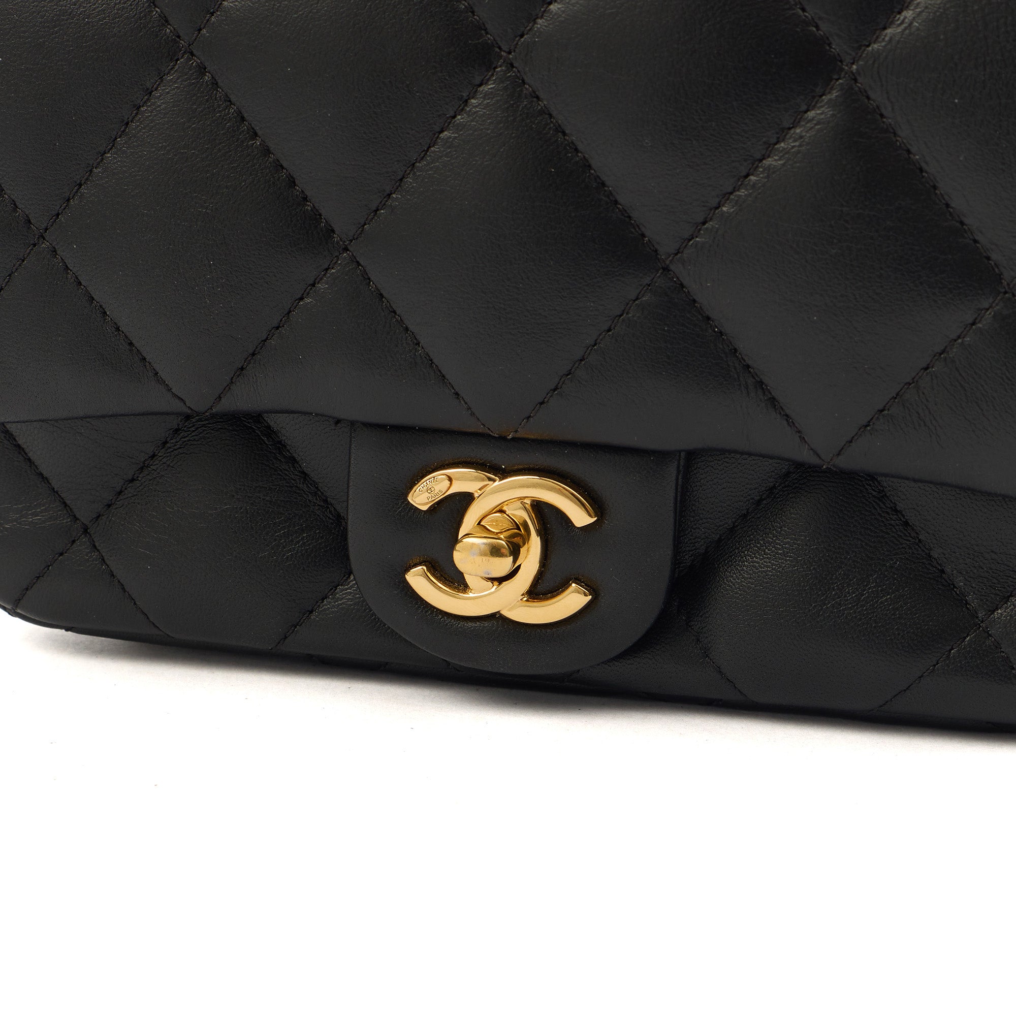 Chanel Top Handle Flap Bag with Top Handle - Small in Black, Lambskin Leather — Back View