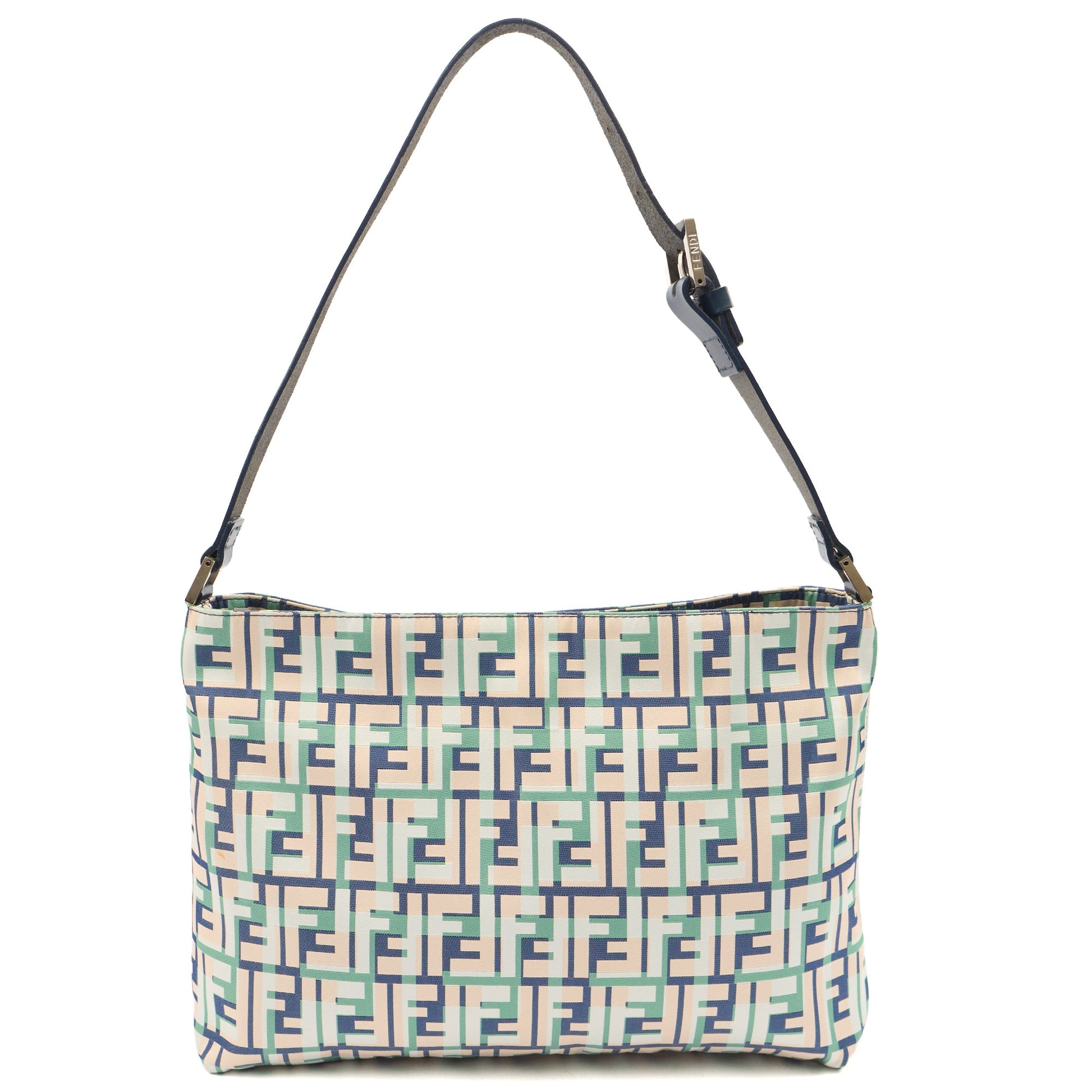 Fendi Shoulder Bag Zucca Tote in Green, Leather — Back View