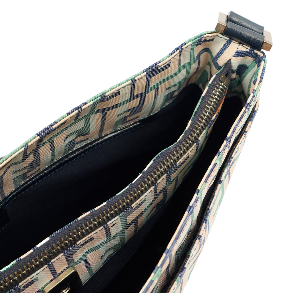 Fendi Shoulder Bag Zucca Tote in Green, Leather — Detail View