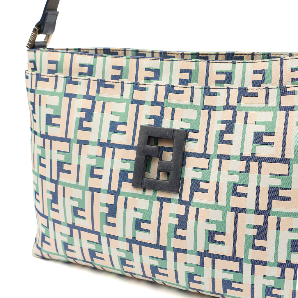 Fendi Shoulder Bag Zucca Tote in Green, Leather — Lifestyle View