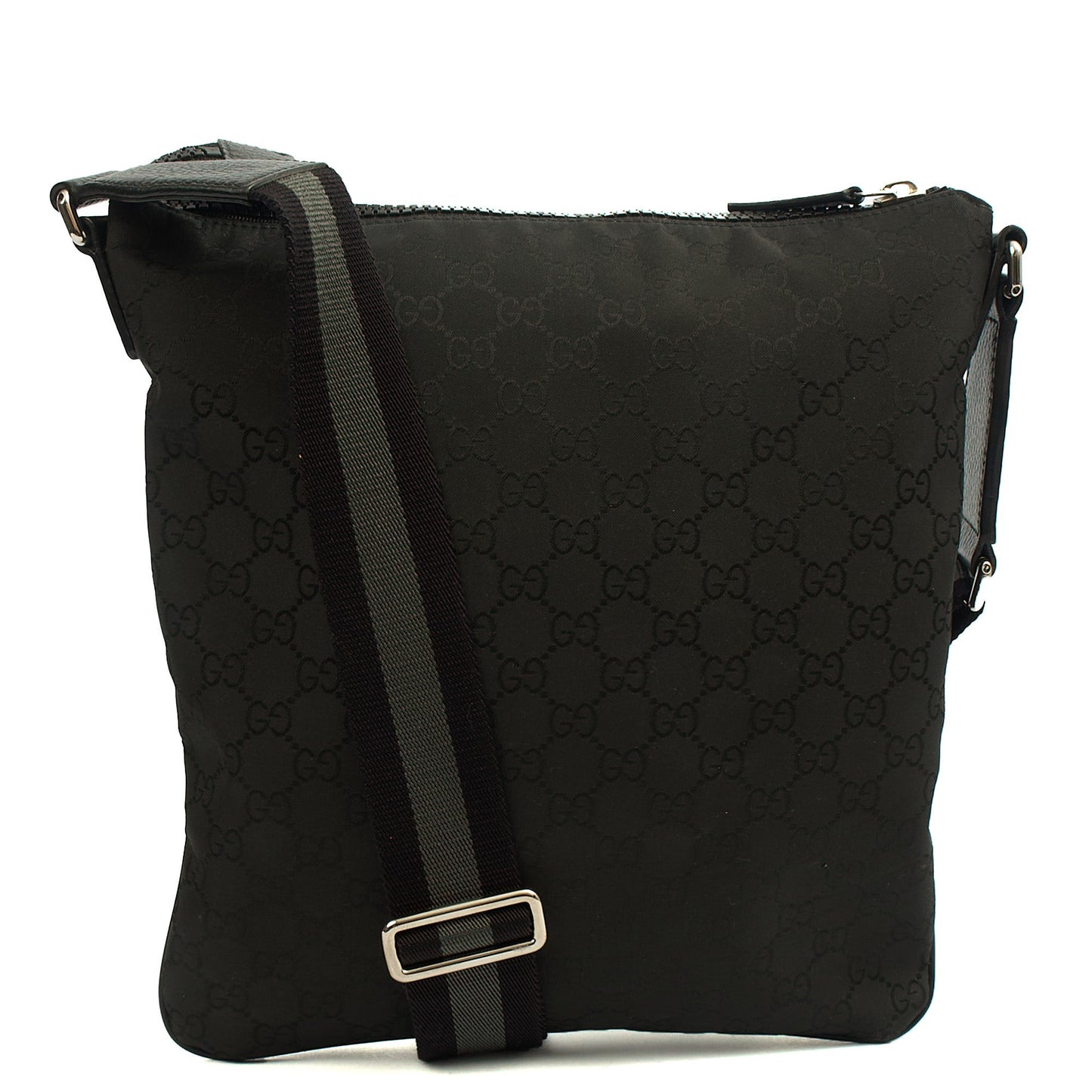 Gucci Cross Body Messenger in Black, GG Canvas — Back View