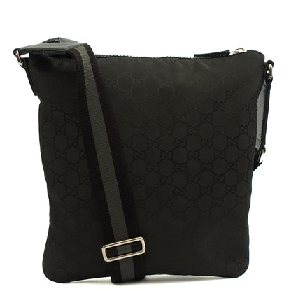 Gucci Cross Body Messenger in Black, GG Canvas — Back View
