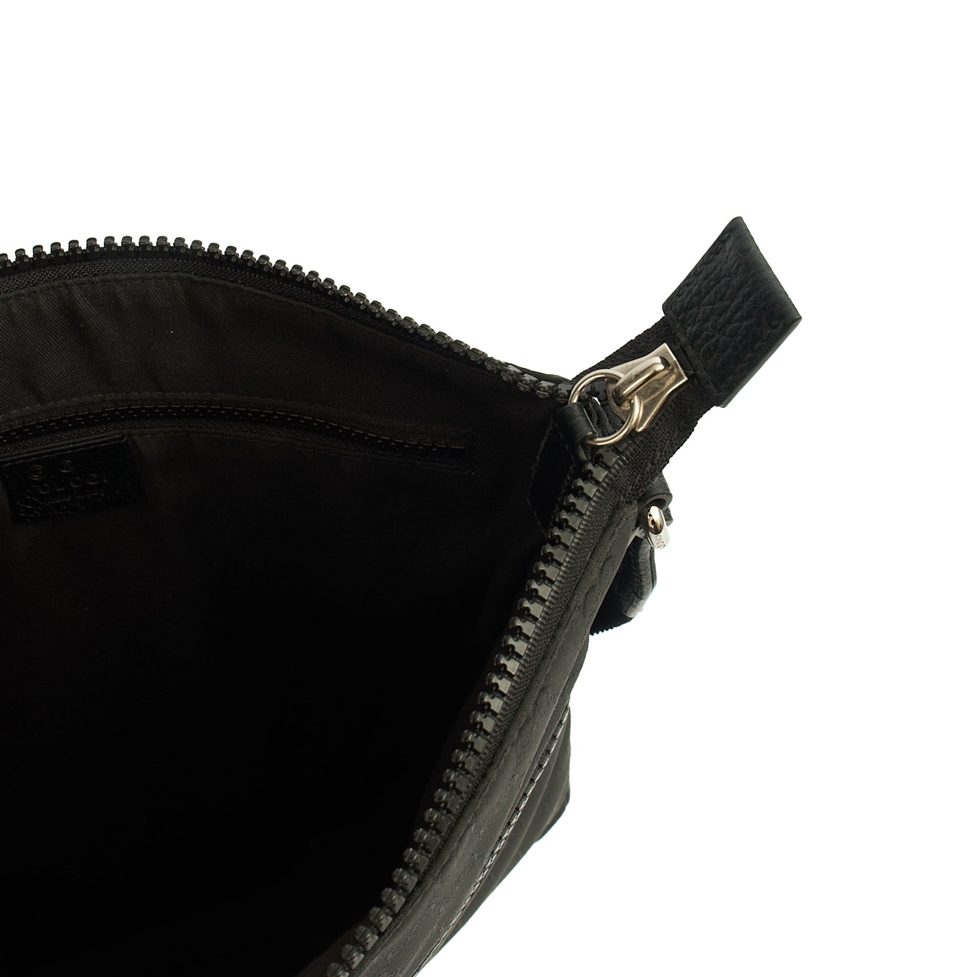 Gucci Cross Body Messenger in Black, GG Canvas — Detail View