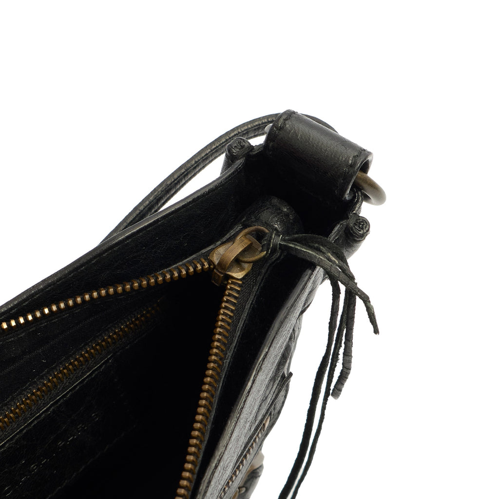 Balenciaga Shoulder Bag Motocross Crossbody in Black, Leather — Detail View