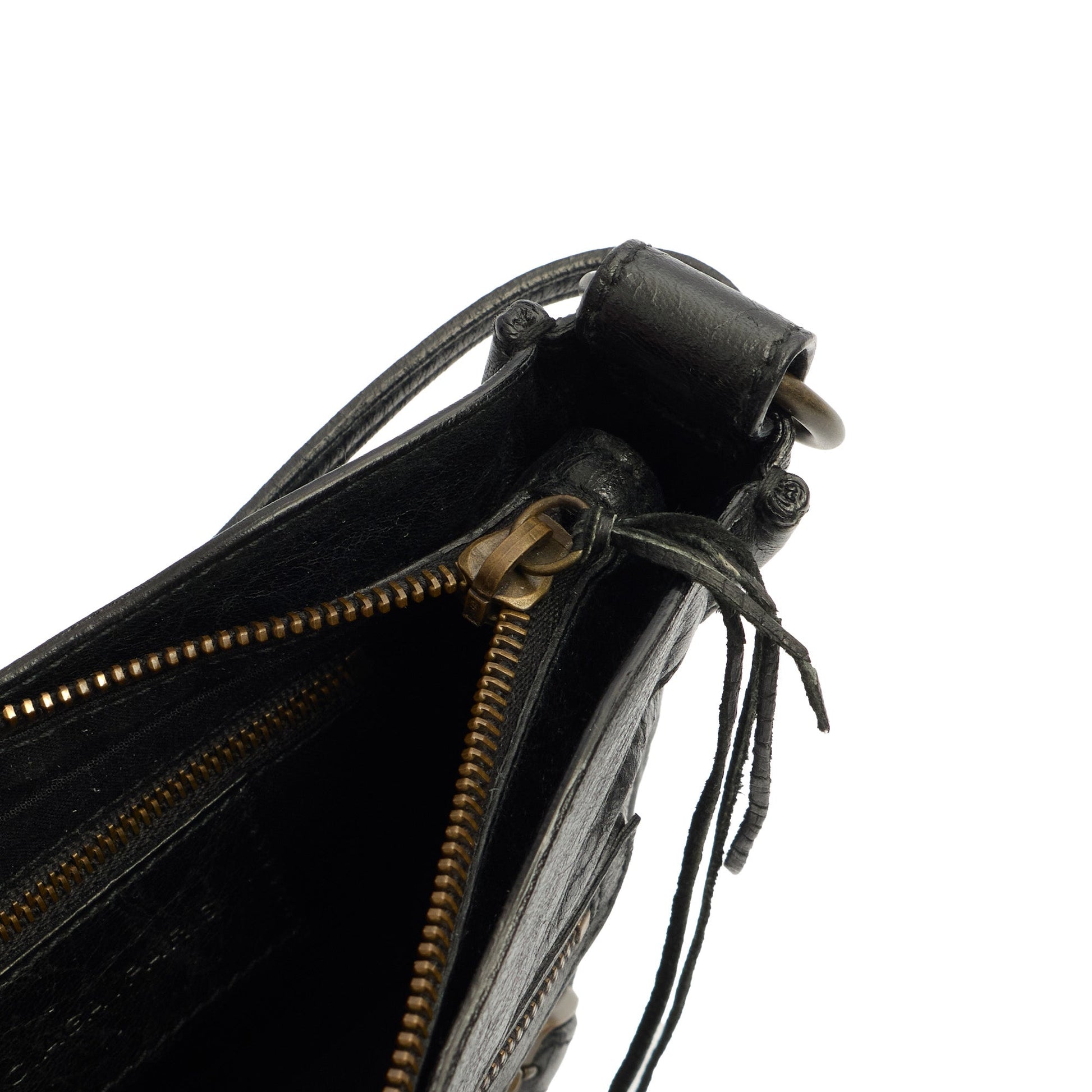 Balenciaga Shoulder Bag Motocross Crossbody in Black, Leather — Detail View